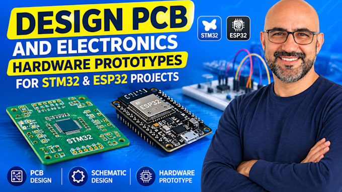design pcb and electronics hardware prototypes for stm32 esp32 projects