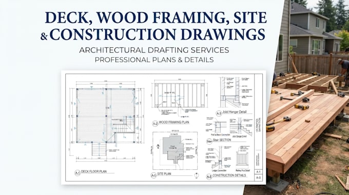 create deck, wood framing, site and construction drawings