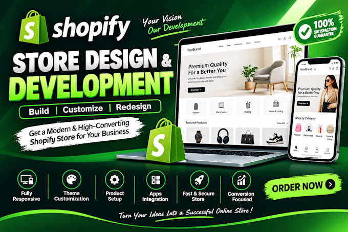 design, redesign, customize and build a professional shopify store