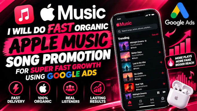 do fast organic apple song promotion for super fast growth using google ads