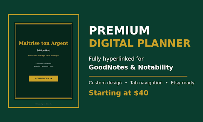 design a premium hyperlinked digital planner for goodnotes and etsy