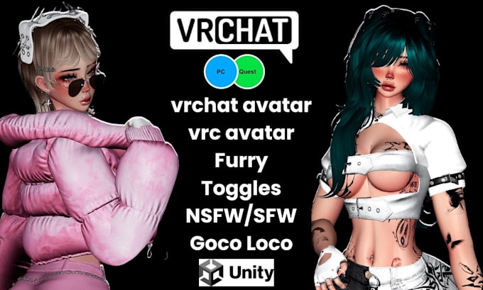 do custom vrchat avatar, VR character, nsfw, furry in unity