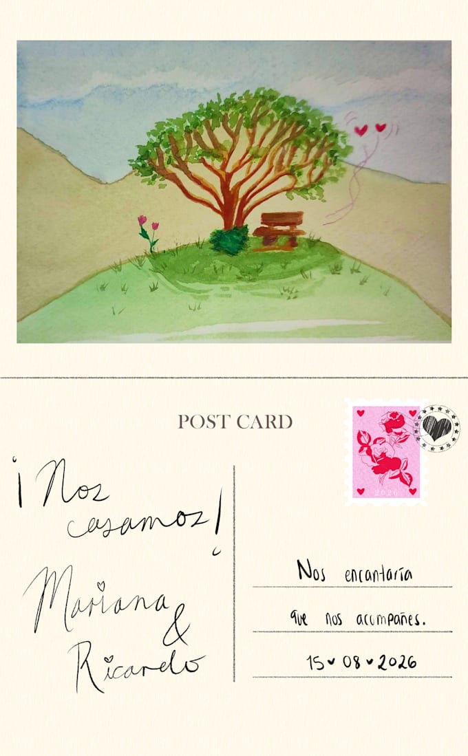 invitacion personalizada con ilustraciones a mano