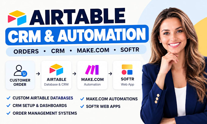 setup airtable crm airtable database airtable automation softr makecom webapp