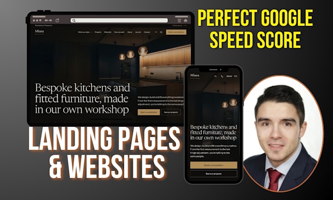code your landing page or website in next js, 100 lighthouse score