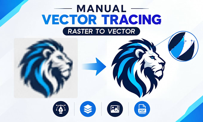 manually vector trace, redraw logo and convert image to vector