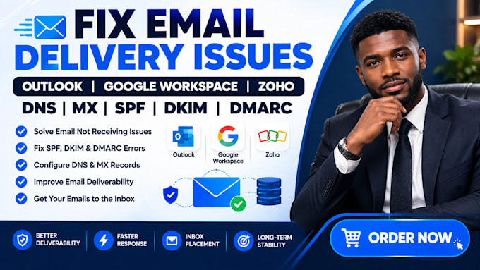 fix outlook google workspace zoho email dns mx spf dkim dmarc delivery issues