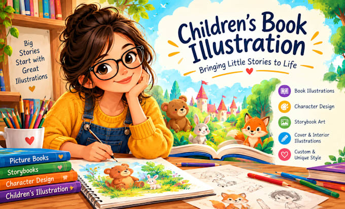 create custom childrens book illustrations and storybook art