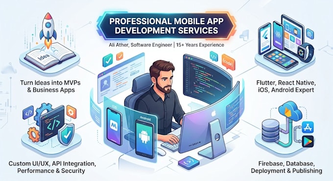 do mobile app development in ios android flutter react native app developer