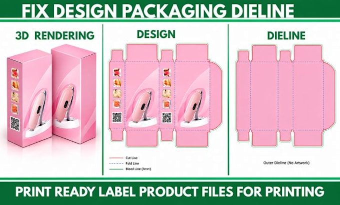 fix design packaging dieline, print ready label product files for printing