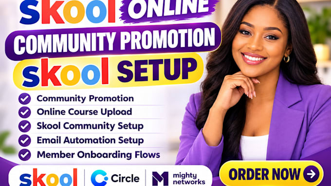 setup skool community, skool course and online community