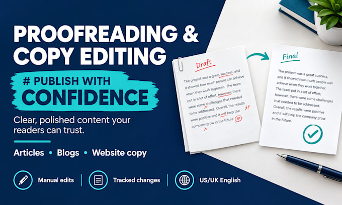 do proofreading and copy editing your article, blog post, or website content