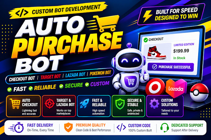 do checkout bot, lazada bot, auto purchase bot, pokemon bot