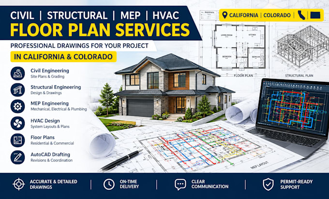 civil structural engineering mep hvac floor plan in california colorado
