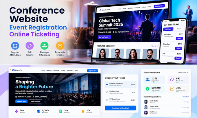 build conference website, event registration and online ticketing system