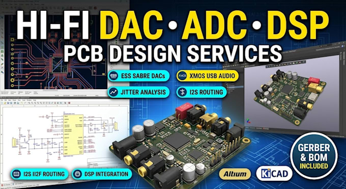 design custom audio dac adc and dsp pcb