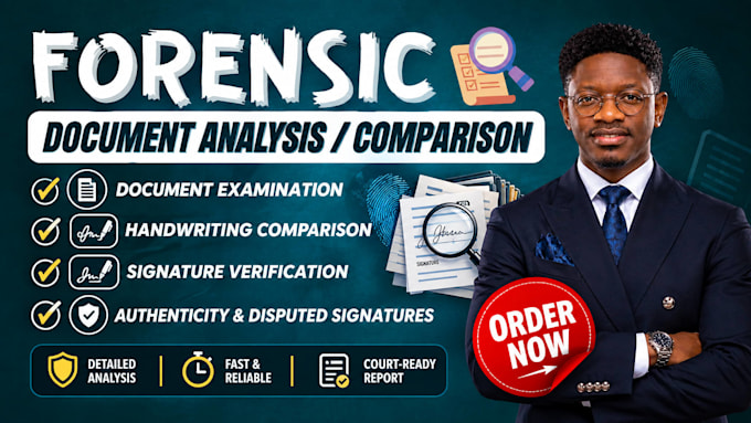 do forensic document analysis, report writing signature and handwriting analysis