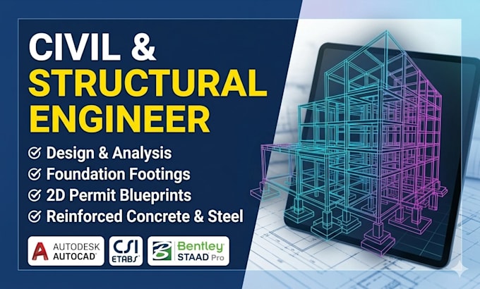 do civil and structural engineering design, calculations, and drafting