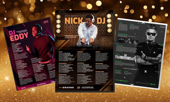 design dj epk electronic press kit artist one sheet one pager clickable epk