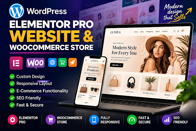 build wordpress elemetor pro website and woocomerce store development