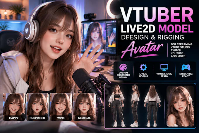 design rig pro vtuber character in live 2d vtuber model rigging vtube studio