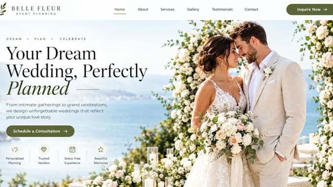 design wix wedding planner website catering event booking website
