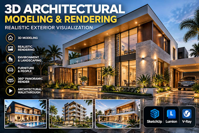 do 3d achitectural modeling, rendering and realistic exterior visualization