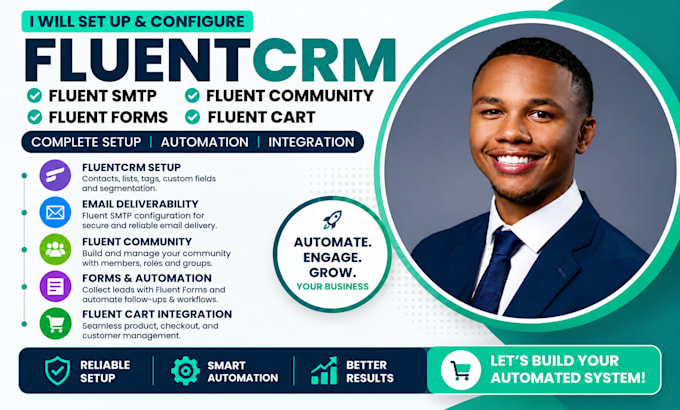set up fluent CRM, fluent forms, fluent SMTP and fluent community