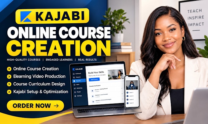 online course creation, elearning video, course curriculum, kajabi online course