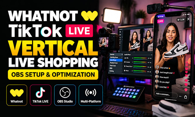 setup obs for whatnot tiktok live and vertical live shopping