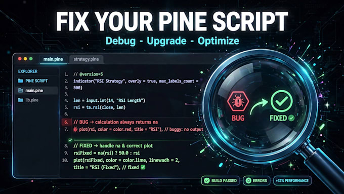 fix debug or upgrade your pine script code