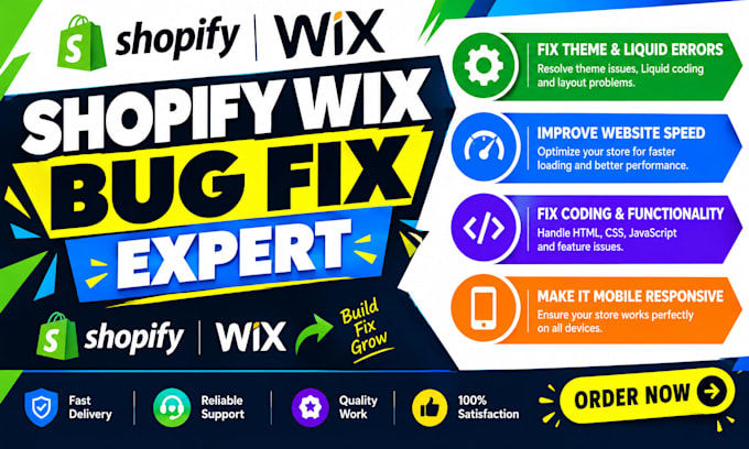 fix ecommerce shopify wix website bug fix speed liquid coding theme error issues
