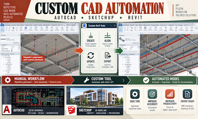 develop custom autocad addin sketchup plugin revit automation and API tools