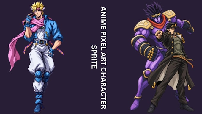 create anime pixel art character sprite and game character