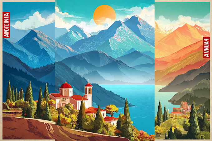 create retro vintage travel poster