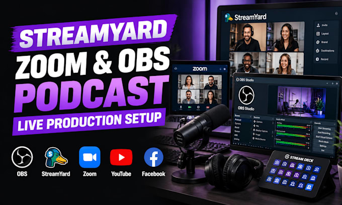 setup obs streamyard zoom webinar and podcast live production