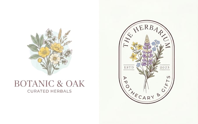 do botanical whimsical and floral logo design