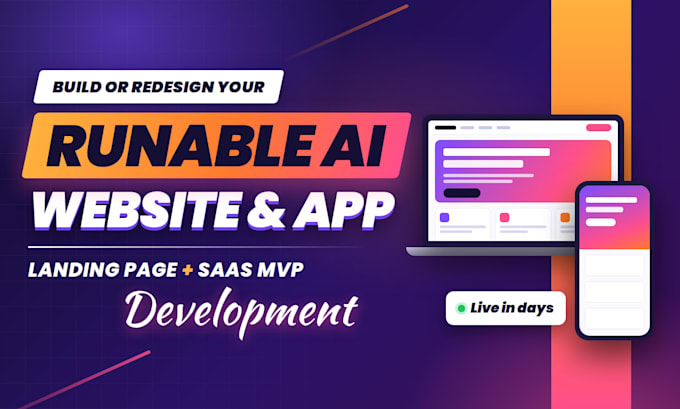 runable ai landing page runable business website runable web app