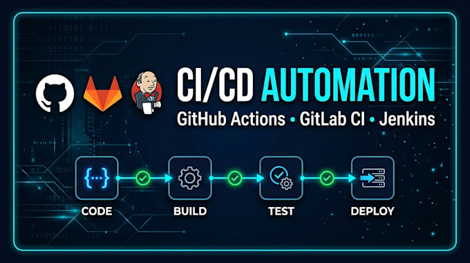 setup ci cd pipeline using github actions, gitlab, or jenkins