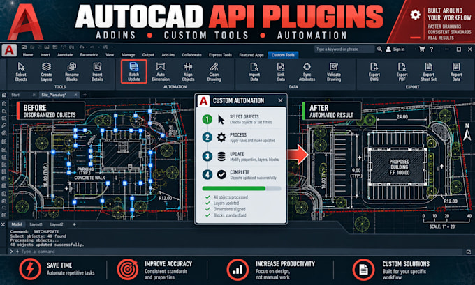 create autocad API plugins addins and custom automation tools