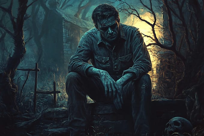 create dark horror character illustration