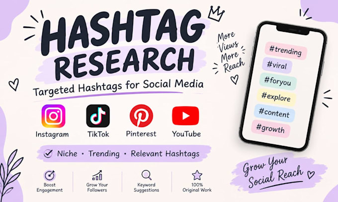 provide hashtags for youtube facebook instagram tiktok
