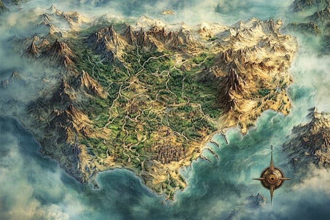 draw fantasy map illustration