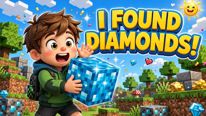design cartoon 3d gaming thumbnail for kids gaming channel