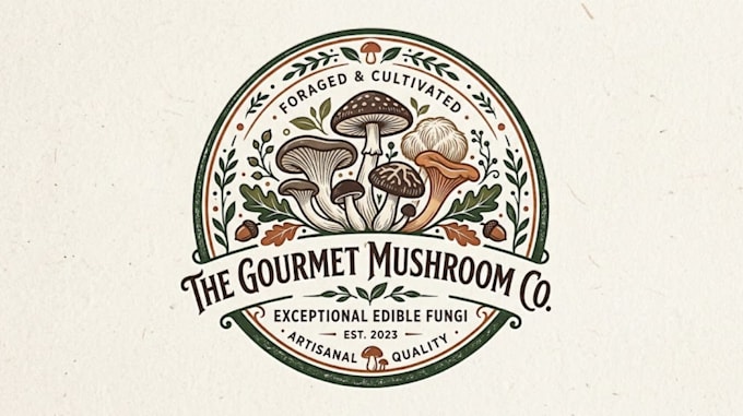 do creative gourmet mushrooms logo design for you
