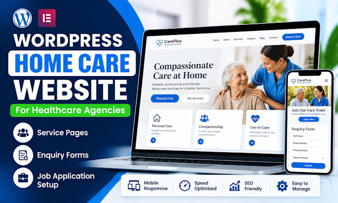 build wordpress home care agency website with services