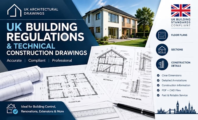 create UK building regulations and technical construction drawings