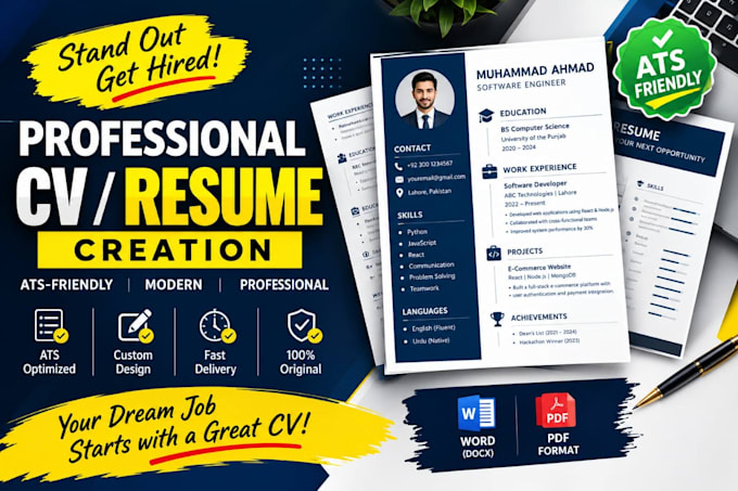 create a professional ats friendly CV or resume