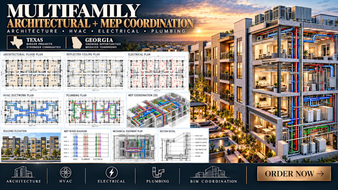 multifamily architectural mep coordination drawings texas georgia