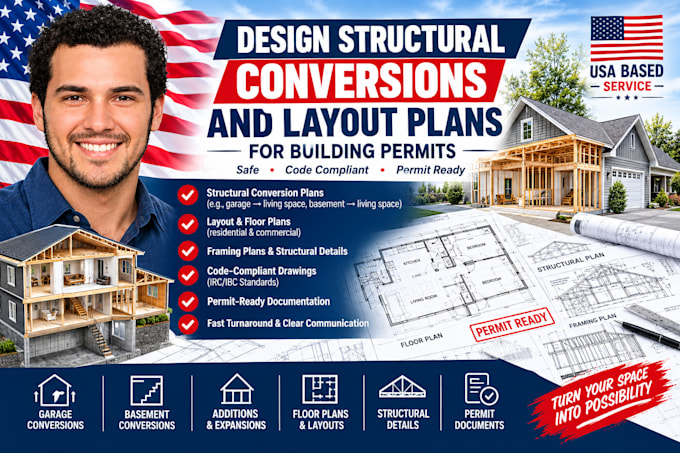 design structural conversions and layout plans for building permits